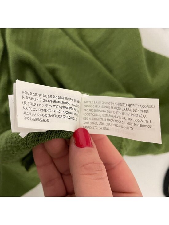 Zara Mens Polo Shirt Size M Green Textured Knit Short Sleeve collar 3166/305 NWT - Picture 10 of 15